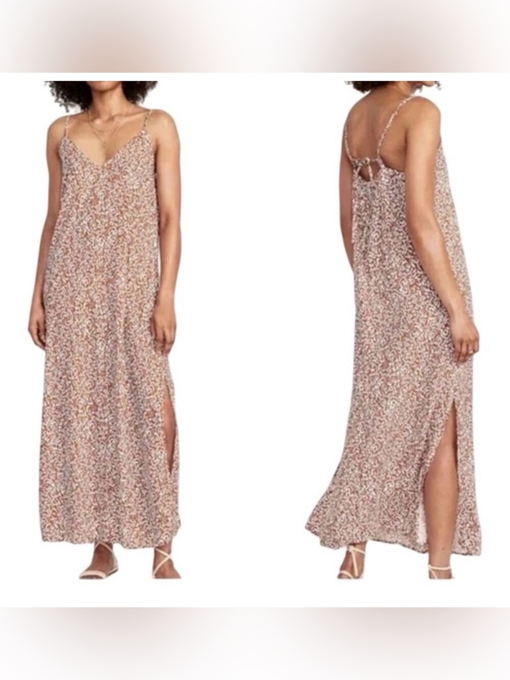 Floral Spaghetti-Strap Maxi Dress in Blush